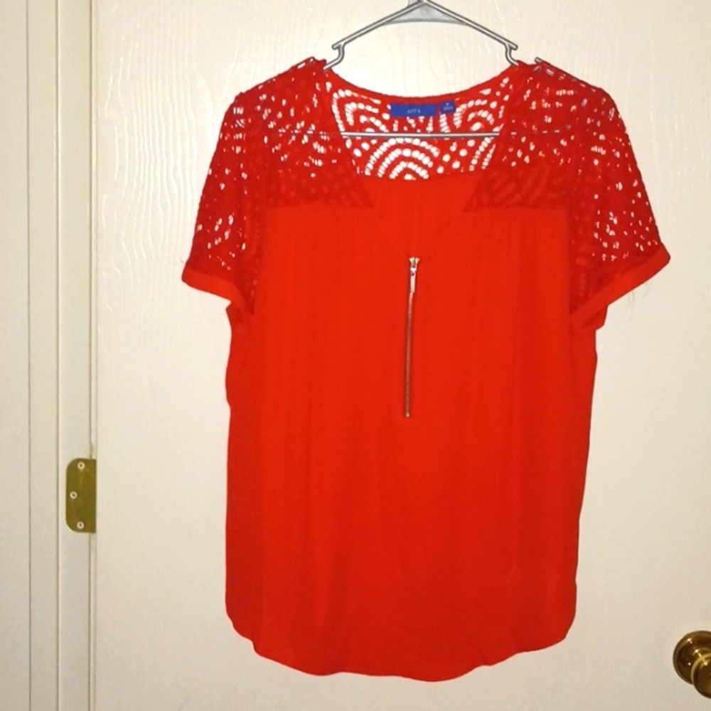 NWOT Red half zip blouse